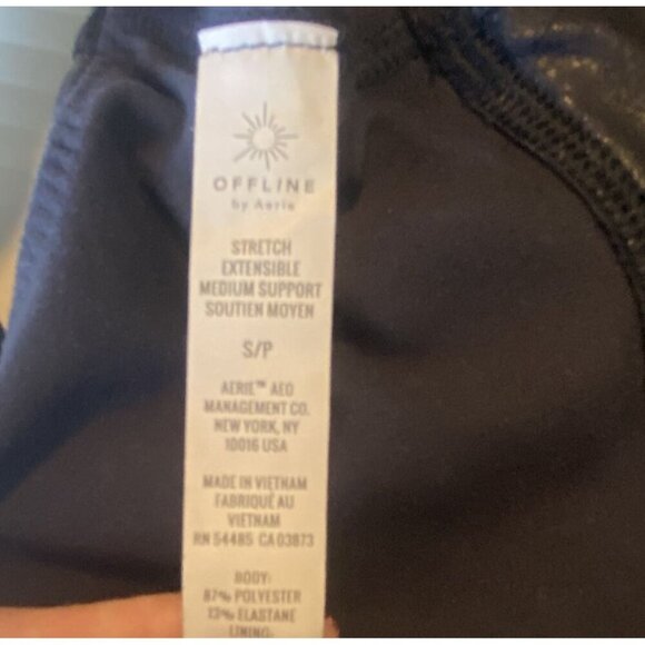 OFFLINE BY AERIE The Hugger Navy Blue CRACKLE SPORTS BRA Size Small S Yoga Sport - Picture 6 of 8